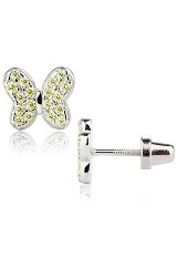 catchy silver cubic zirconia November birthstone butterfly baby earrings 